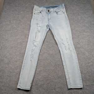 Supradenim Jeans Womens 11 Light Wash Distressed Skinny Stretch Denim Mid Rise